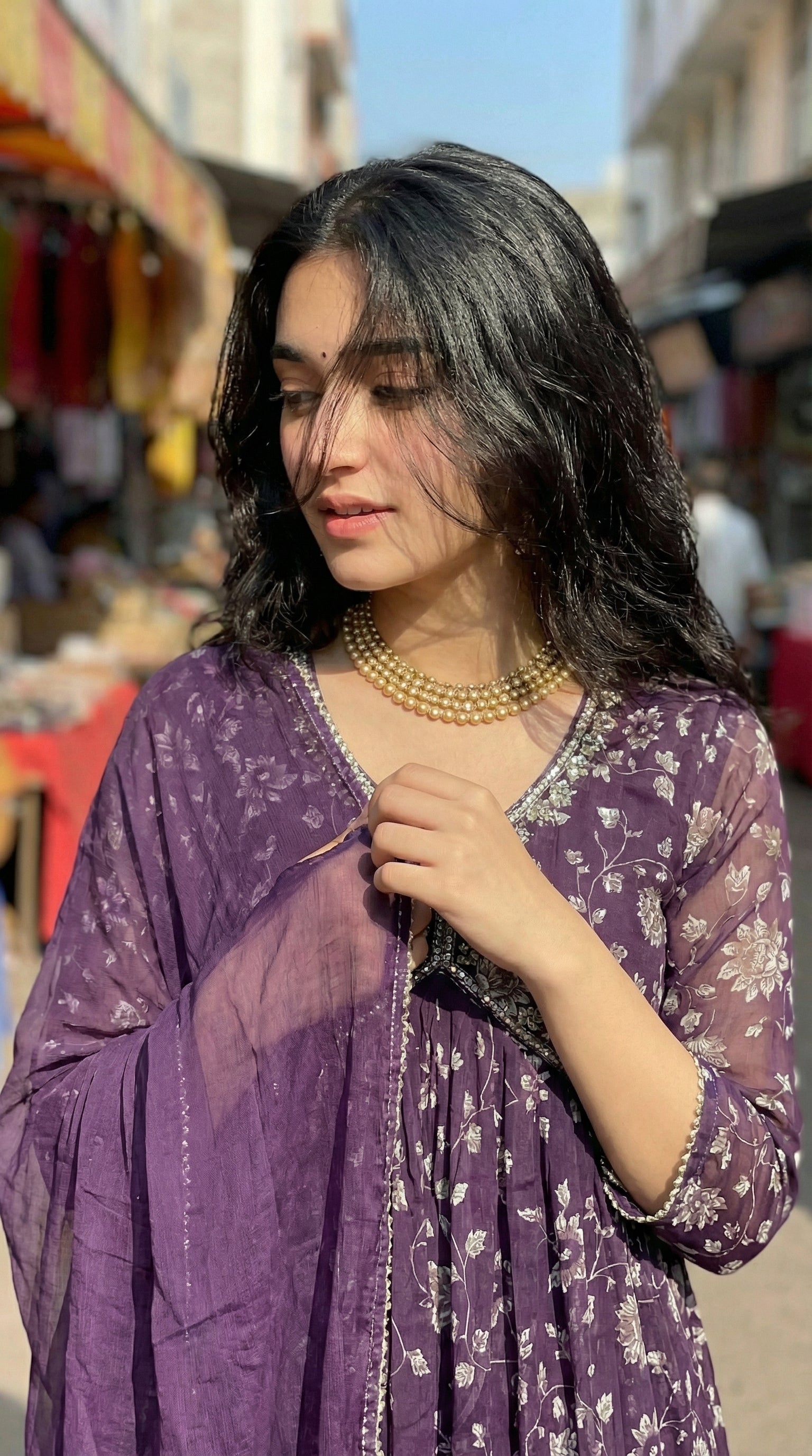 Royal Purple Embroidered Kurti Set with Dupatta – Stylish Ethnic Wear for Women