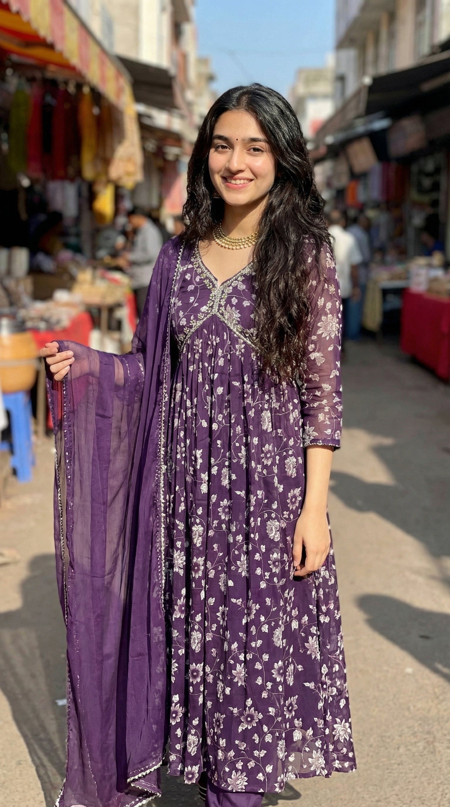 Royal Purple Embroidered Kurti Set with Dupatta – Stylish Ethnic Wear for Women