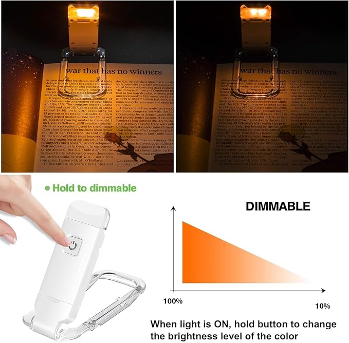 Rechargeable Clip-On Book Light with LED Bookmark Design, 3 Amber Color Modes, Long-Lasting Illumination—Perfect for Reading in Bed, Book Lovers, and Kids.