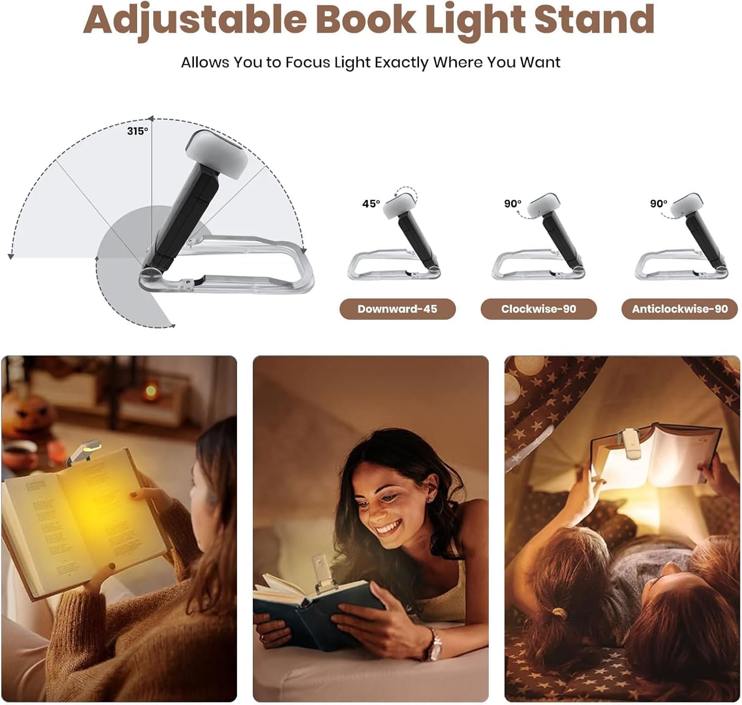 Rechargeable Clip-On Book Light with LED Bookmark Design, 3 Amber Color Modes, Long-Lasting Illumination—Perfect for Reading in Bed, Book Lovers, and Kids.
